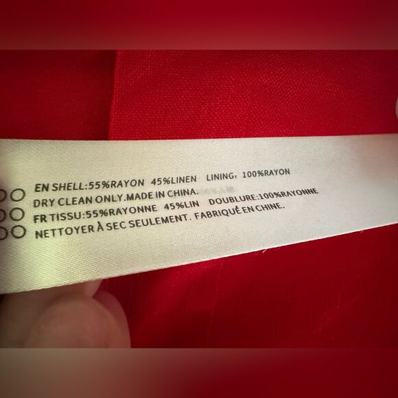 En Saison Classic Red Short Sleeve Midi Dress Linen Blend Semi Formal Sheath S - Picture 6 of 9